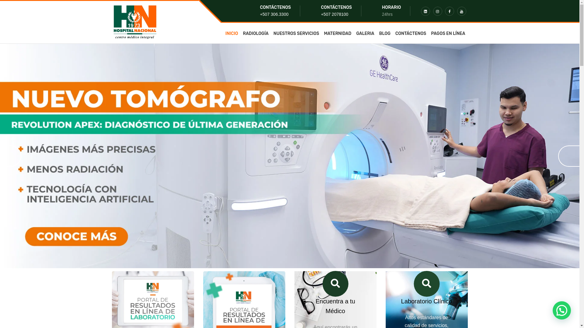 website screenshot of https://www.hospitalnacional.com/