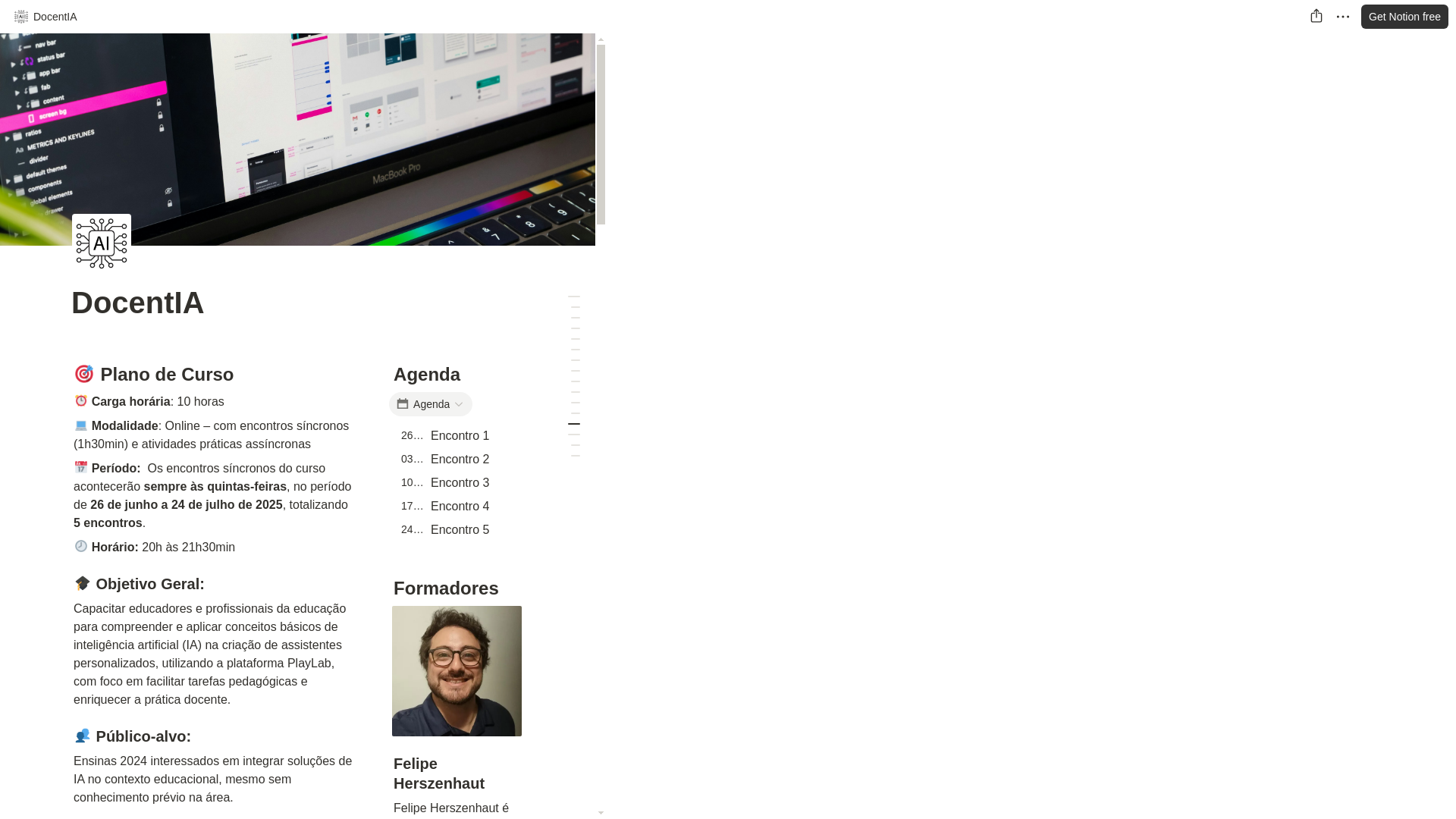 website screenshot of https://docentia.com.br/