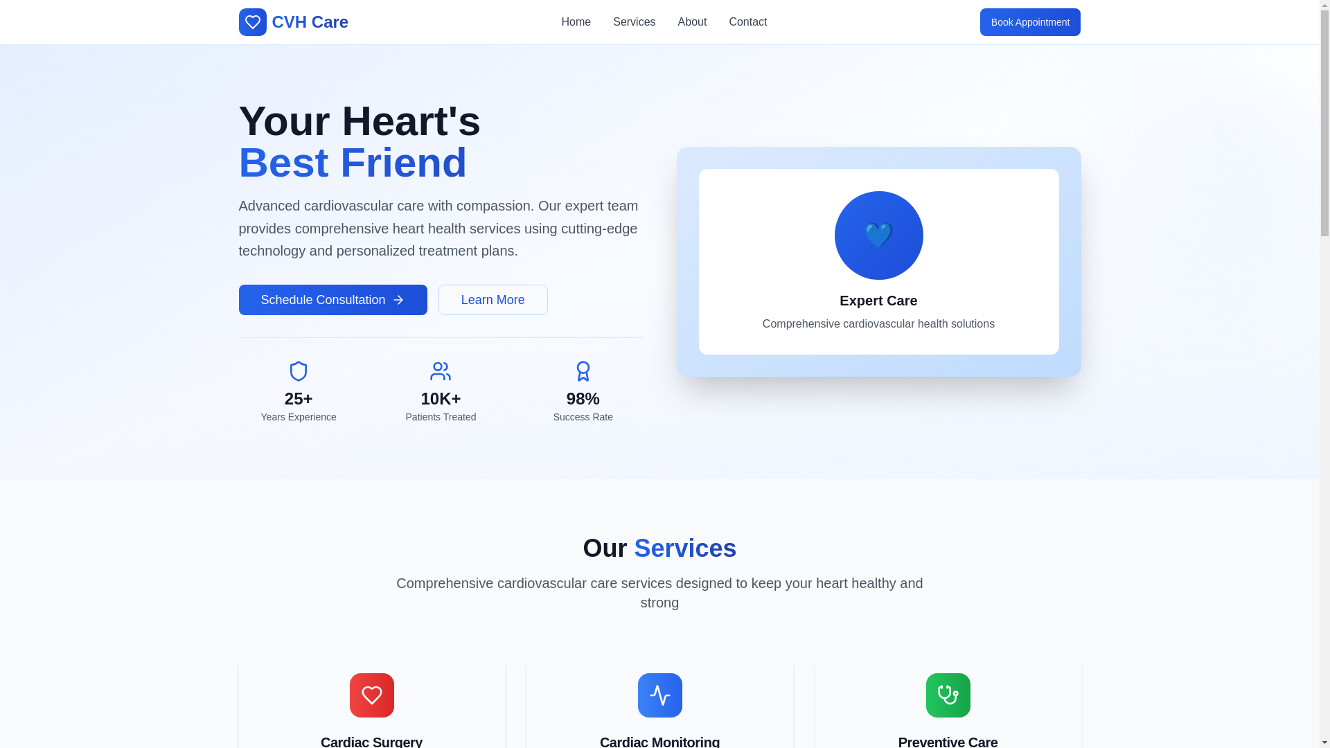website screenshot of https://cvhcare.app/