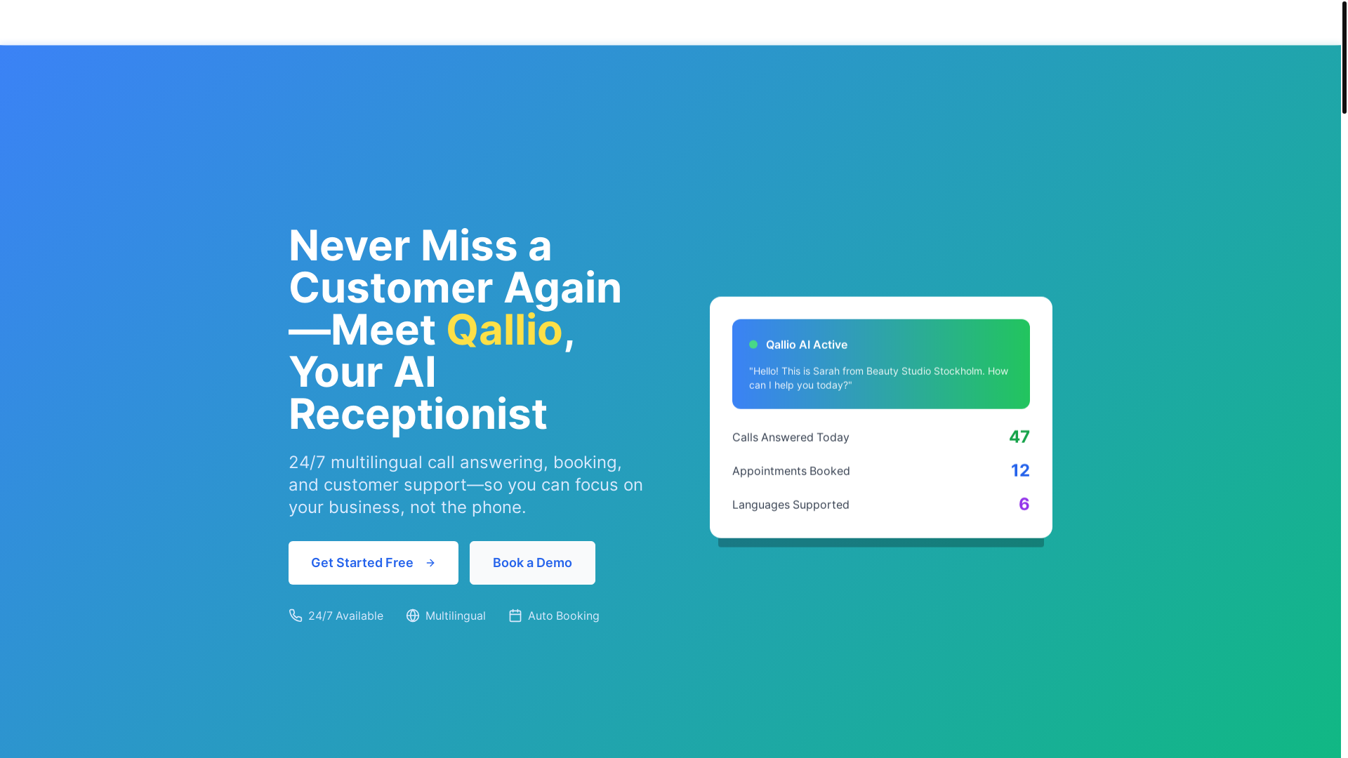 website screenshot of https://qallio-landing-page.pages.dev/