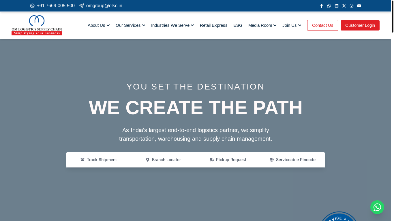 website screenshot of https://omlogisticssupplychain.com/
