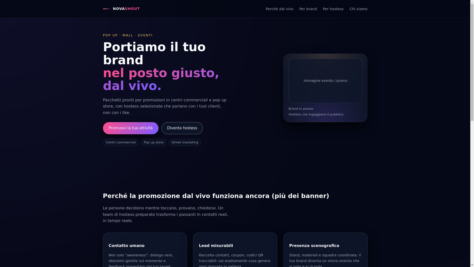website screenshot of https://novashout.com/