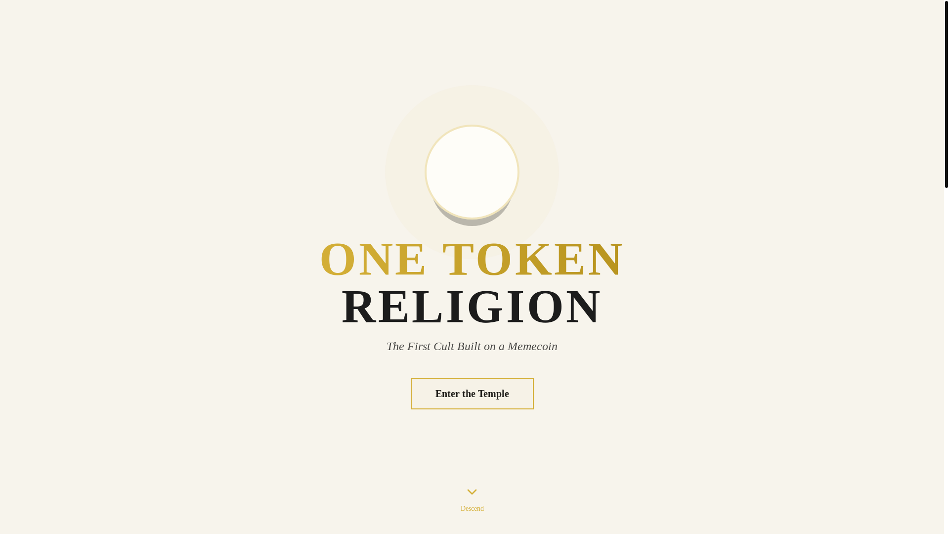 website screenshot of https://onetokenreligion.com/