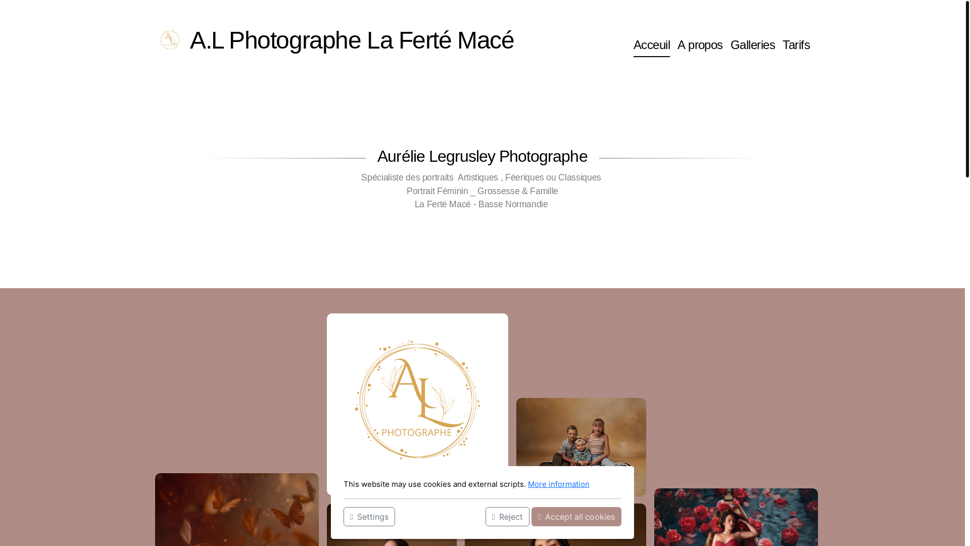 website screenshot of https://aurelielegrusleyphotographe.fr/
