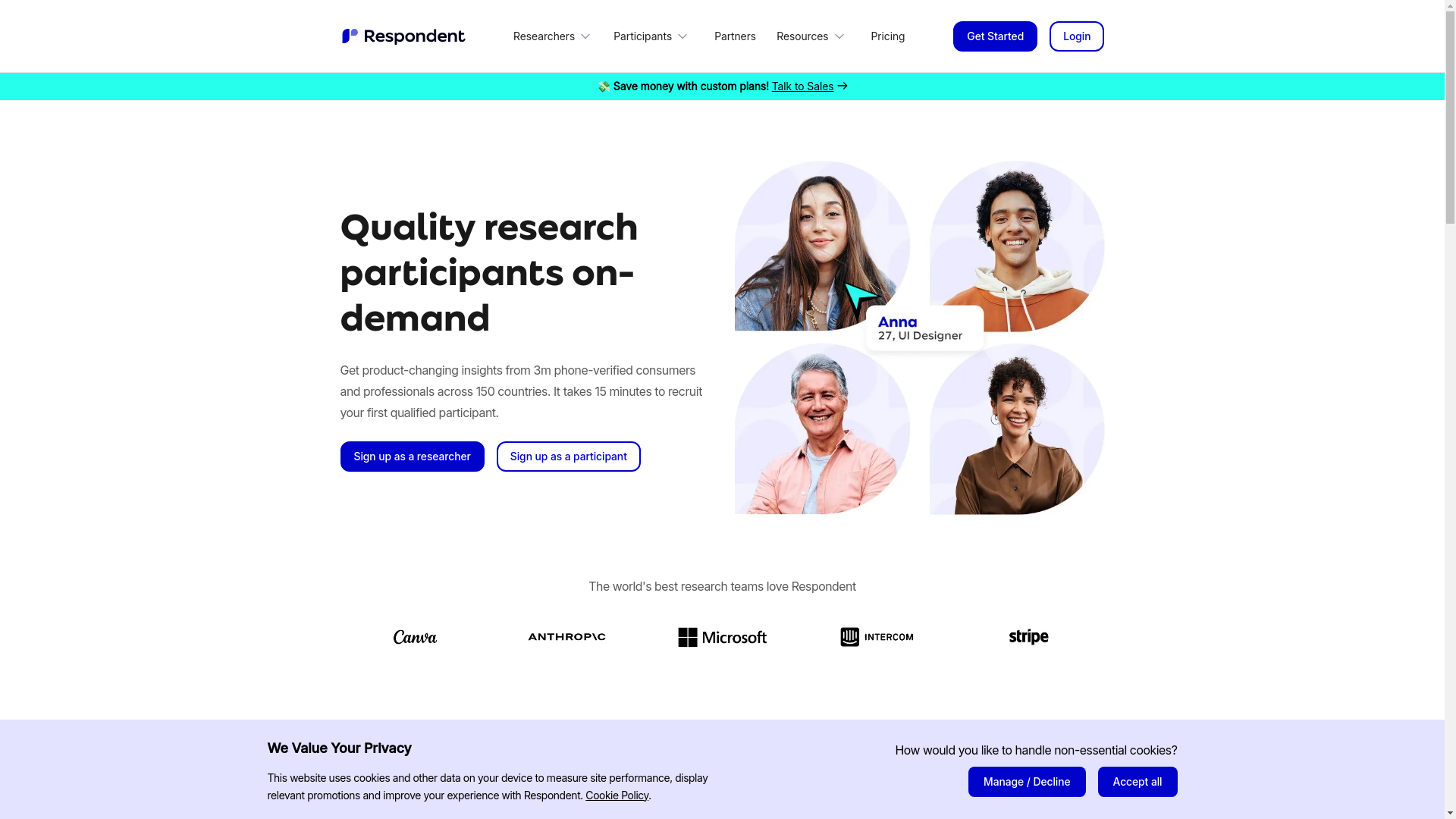 website screenshot of https://tryrespondentapp.com/
