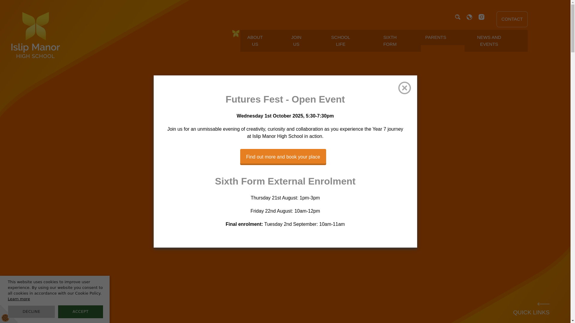 website screenshot of https://islipmanorhigh.org.uk/