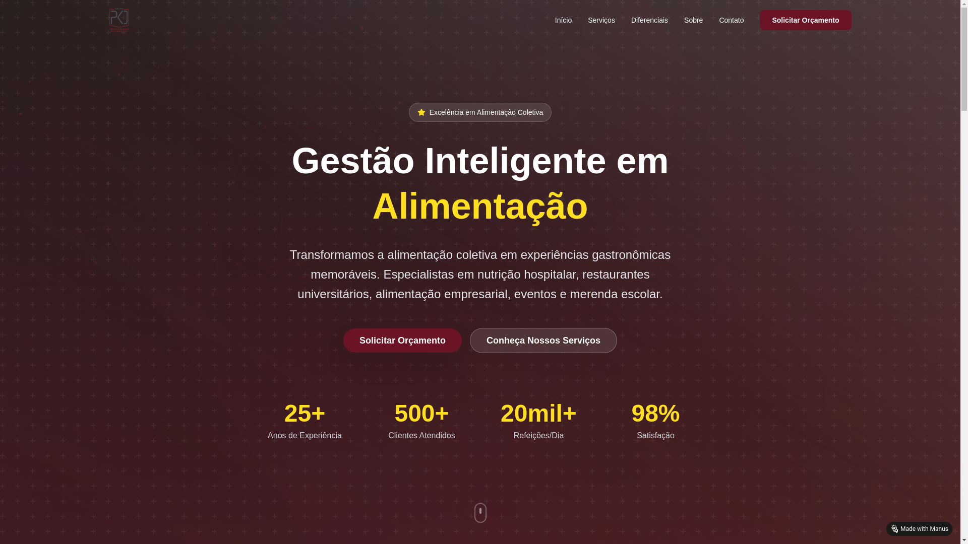 website screenshot of https://pkjalimentacao.com.br/