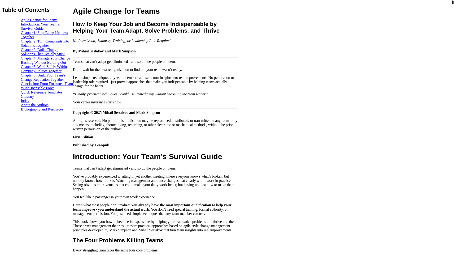 website screenshot of https://agilechangeforteams.com/