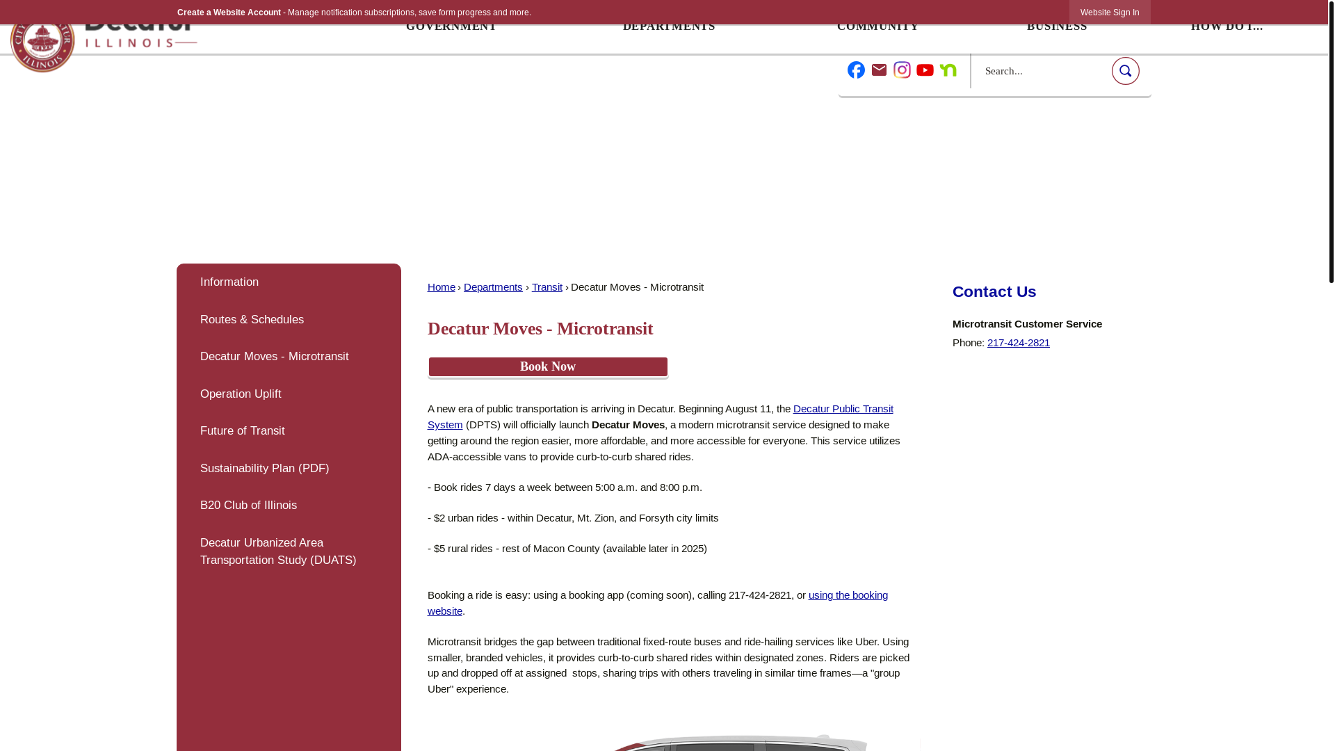 website screenshot of https://decaturmicrotransit.com/
