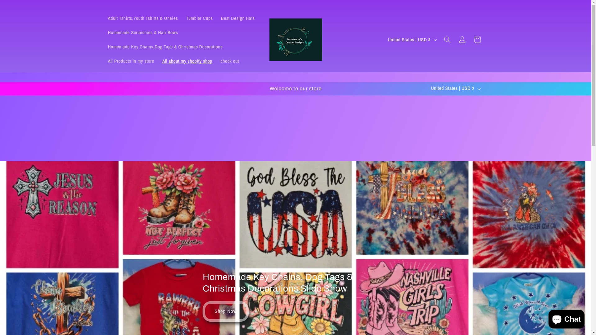 website screenshot of https://mcmanamascustomdesigns.store/