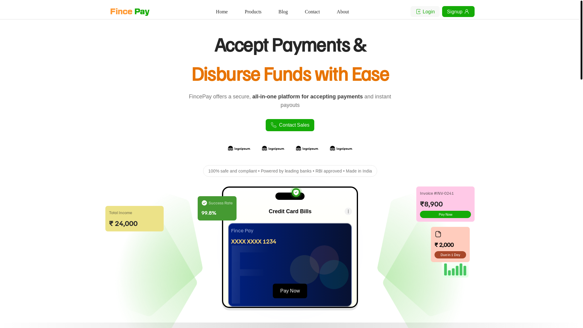 website screenshot of https://fincepay-dashboard.pages.dev/