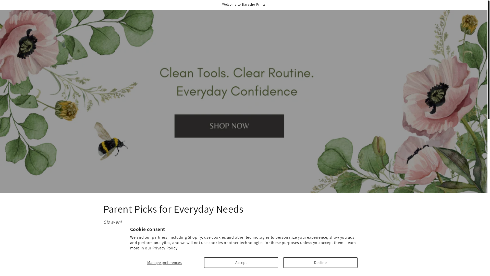 website screenshot of https://barashoprints.com/