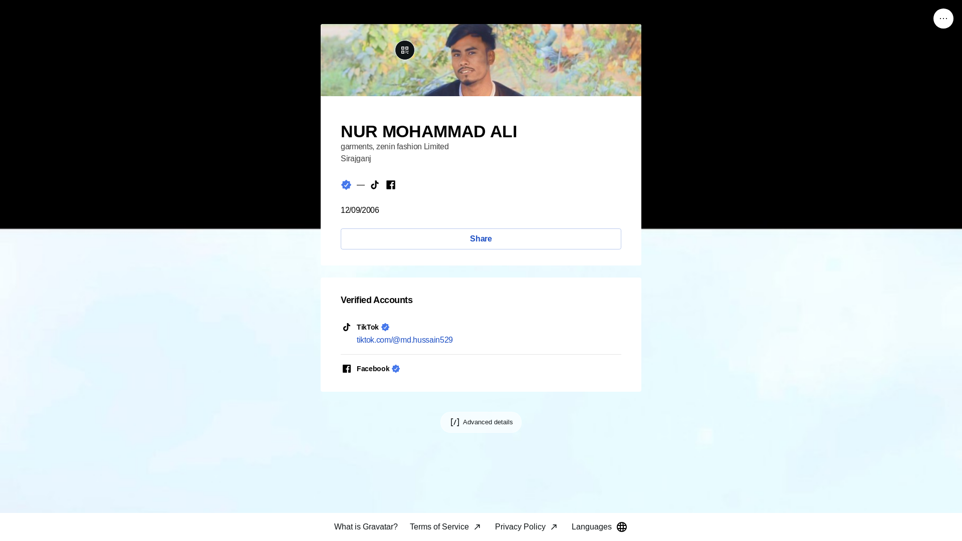 website screenshot of https://nurmohammadali.link/
