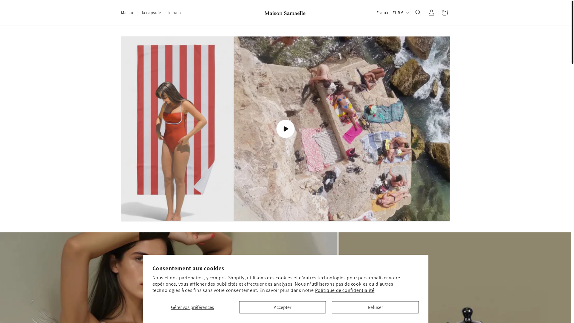 website screenshot of https://maisonsamaelle.com/
