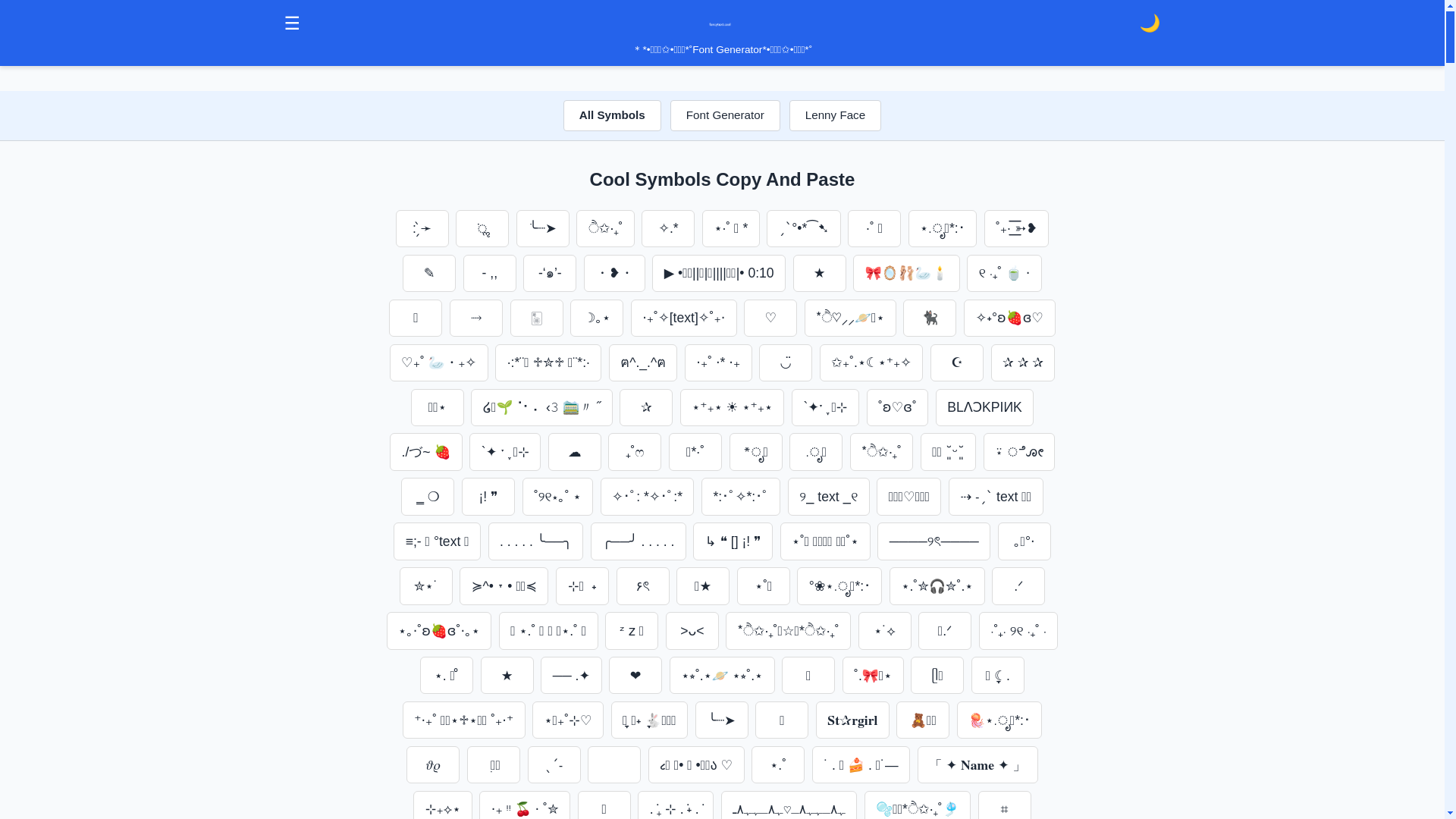website screenshot of https://fancy-text.pages.dev/