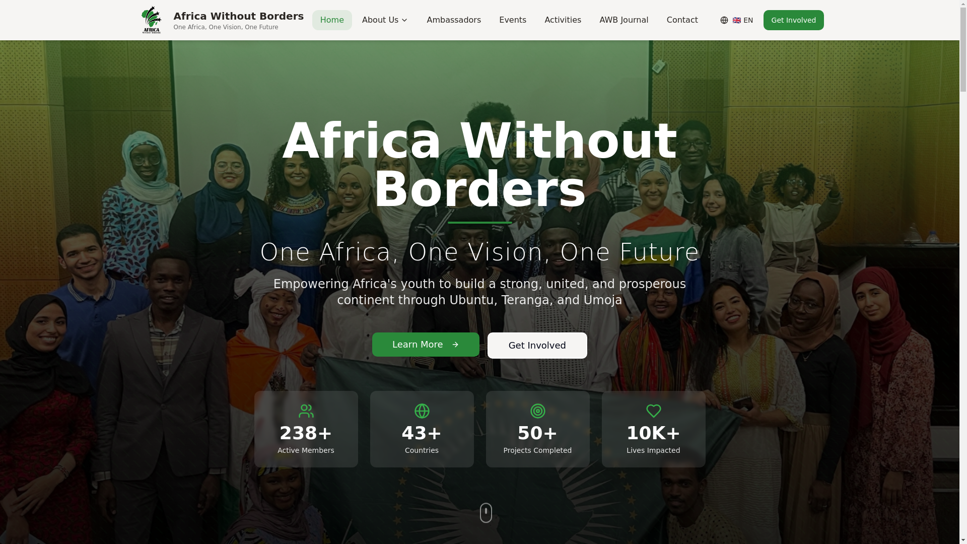 website screenshot of https://africawithoutborder.org/