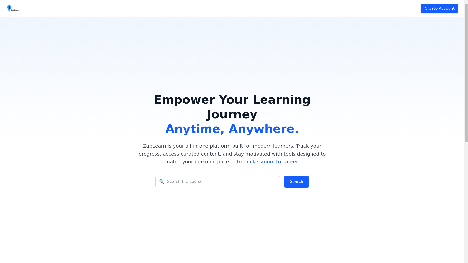 website screenshot of https://zaplearning-lms-frontend.onrender.com/