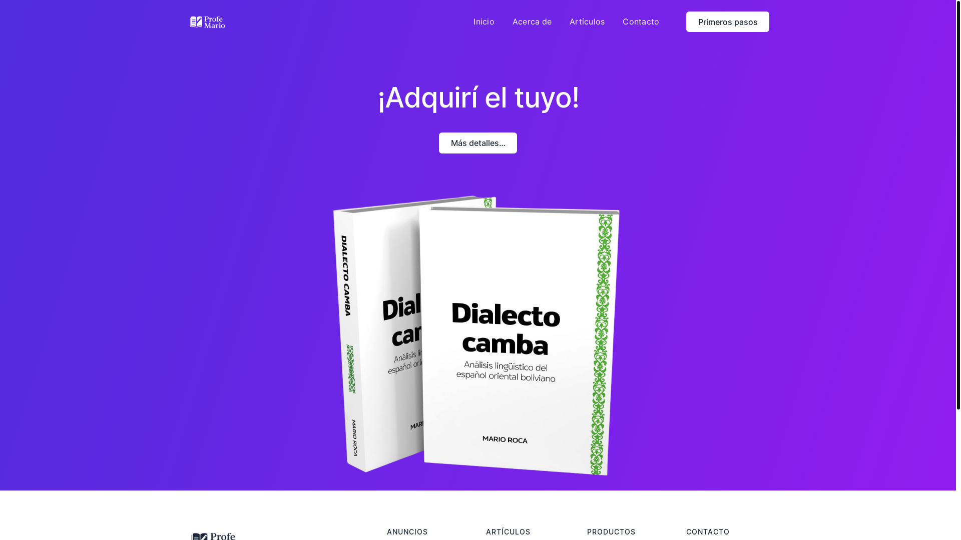 website screenshot of https://elprofemario.com/