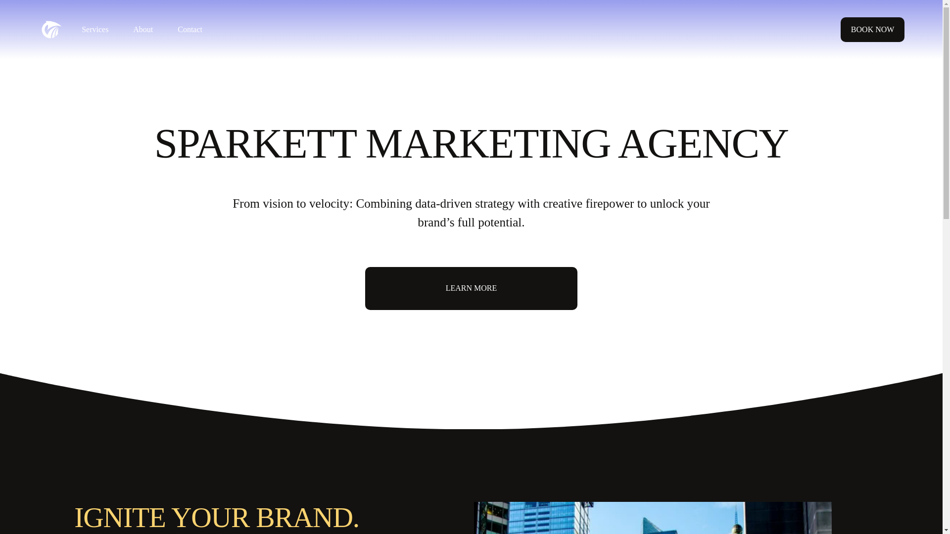 website screenshot of https://sparkettmarketingagency.com/