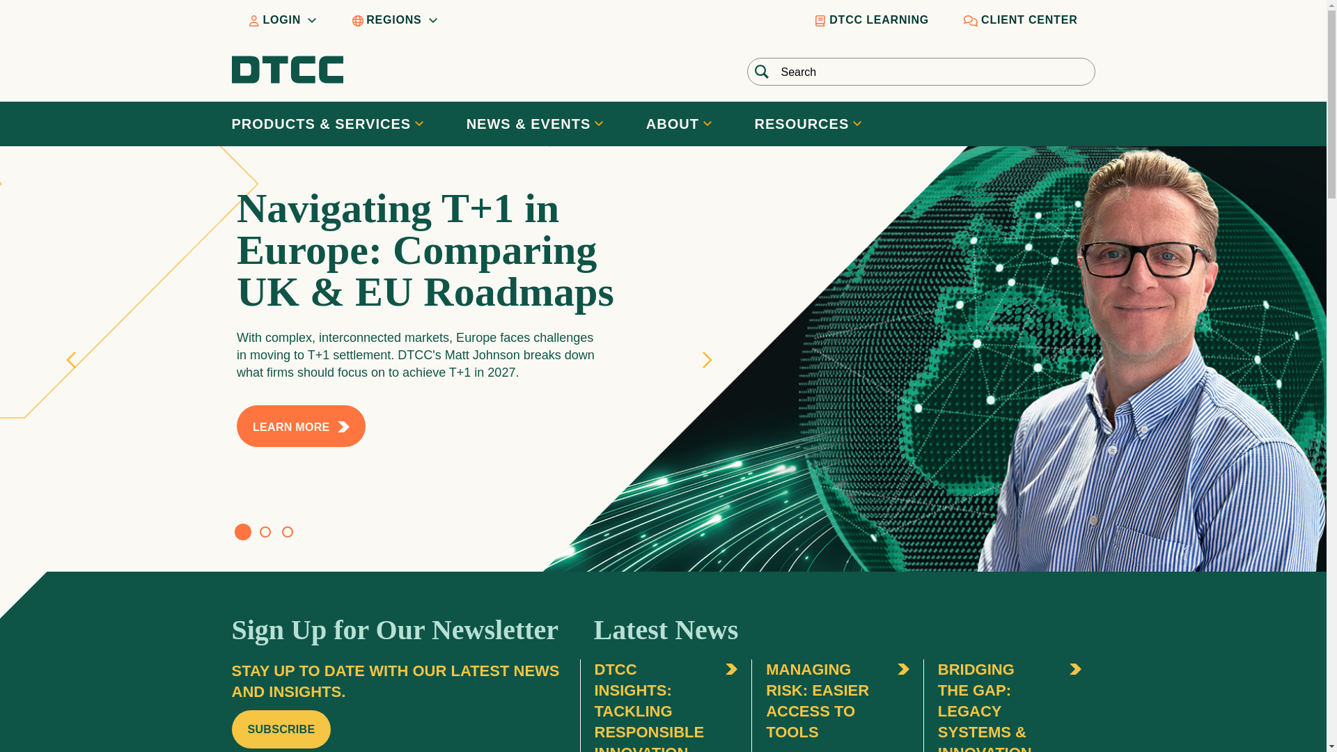 website screenshot of http://www.dtcc.com/