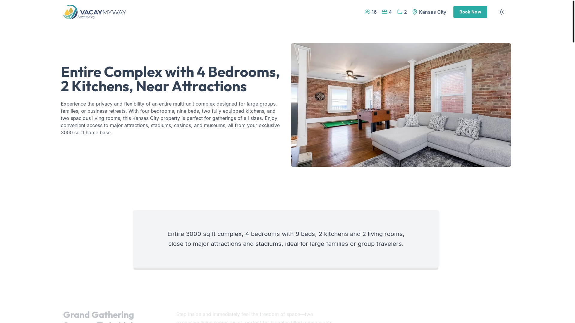 website screenshot of https://serenekc.vacations/