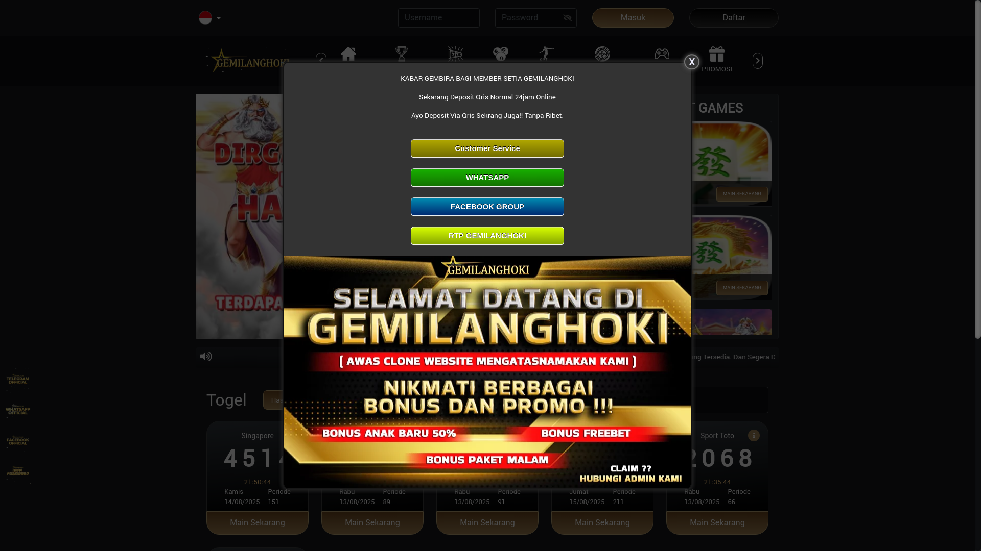 website screenshot of https://gemilangmerdeka.site/