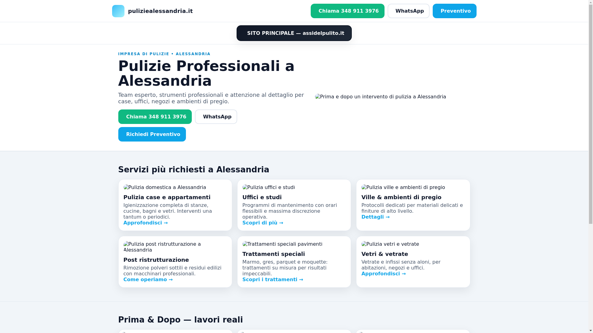 website screenshot of https://puliziealessandria.it/