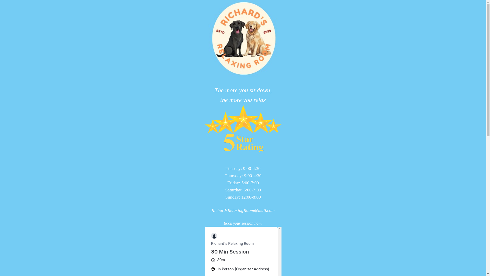website screenshot of https://richardsrelaxingroom.com/