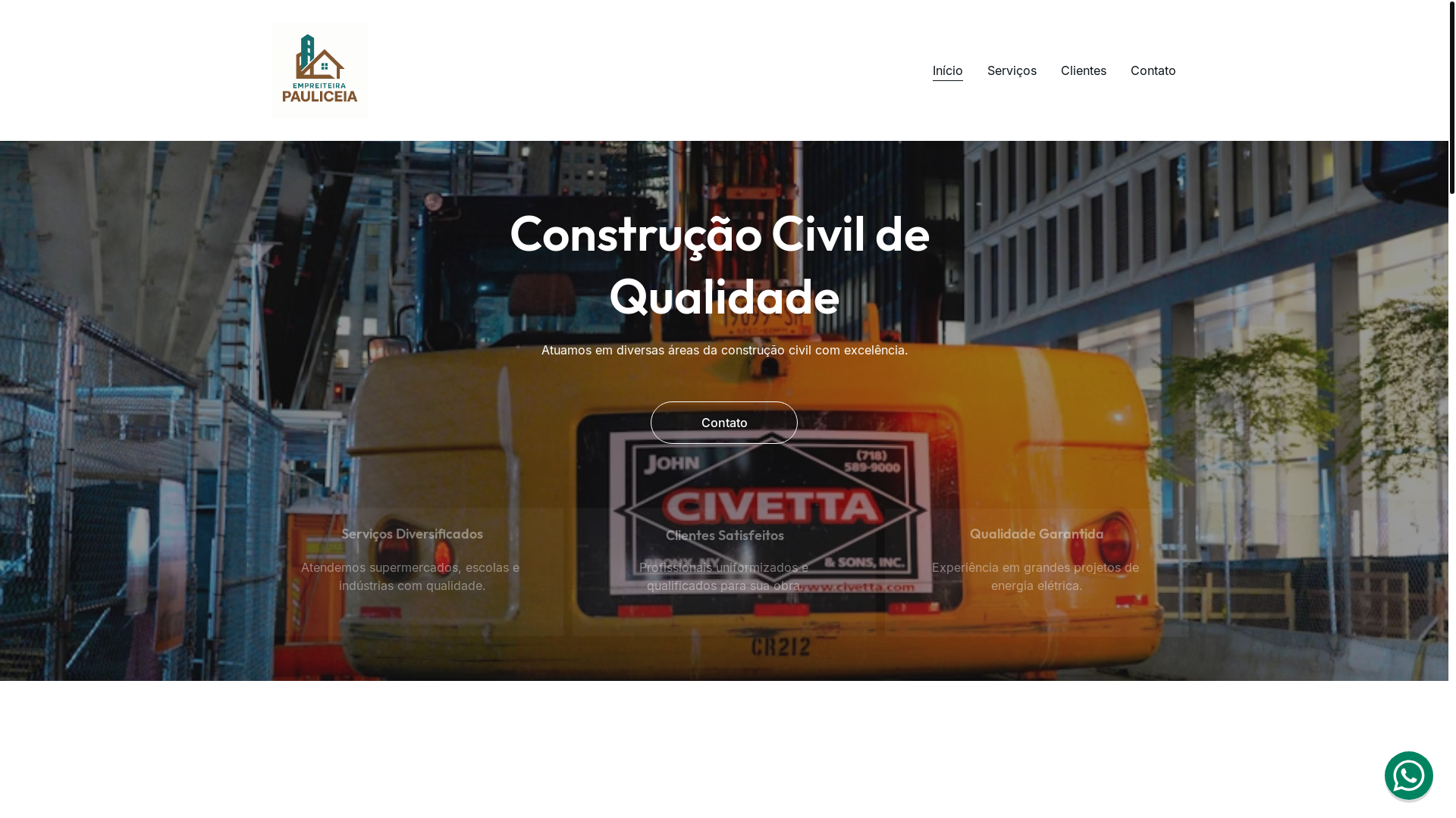 website screenshot of https://empreiteirapauliceia.com.br/