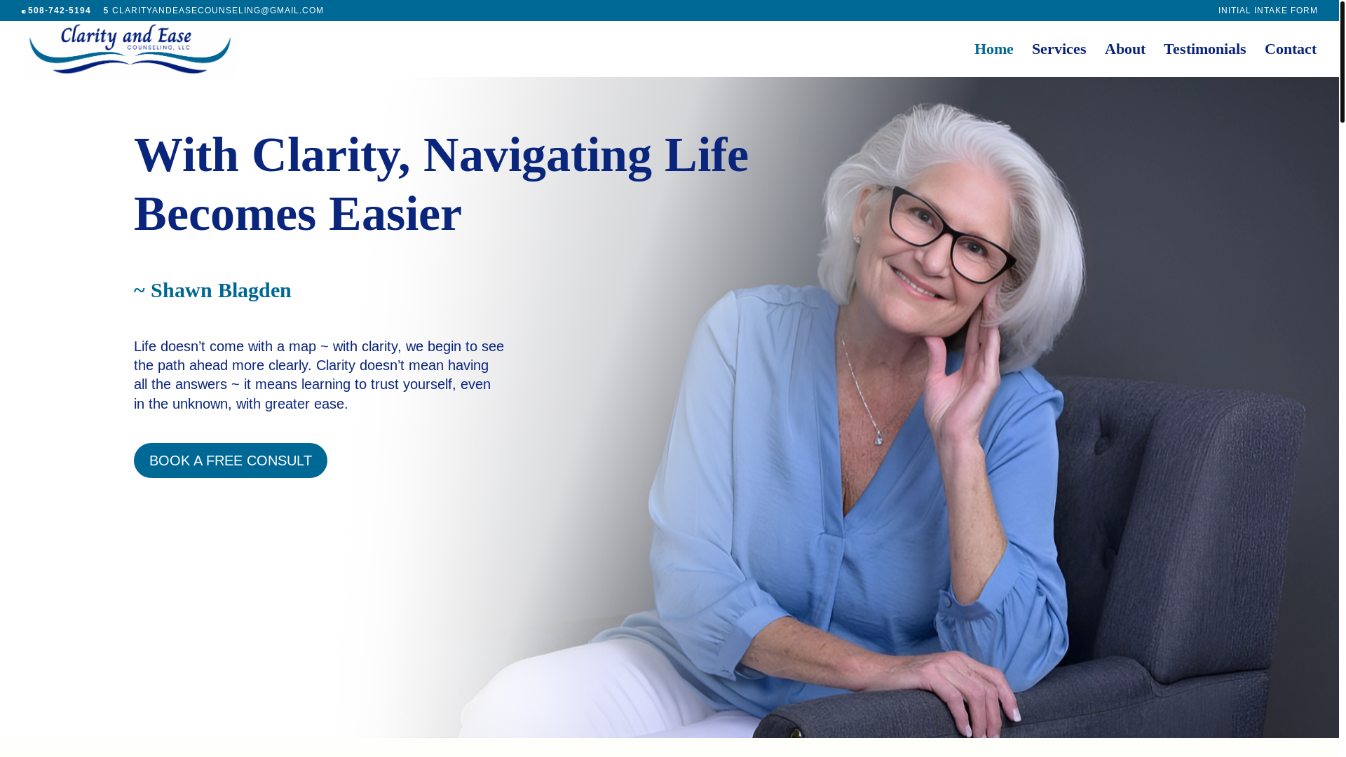 website screenshot of https://clarityandeasecounseling.com/