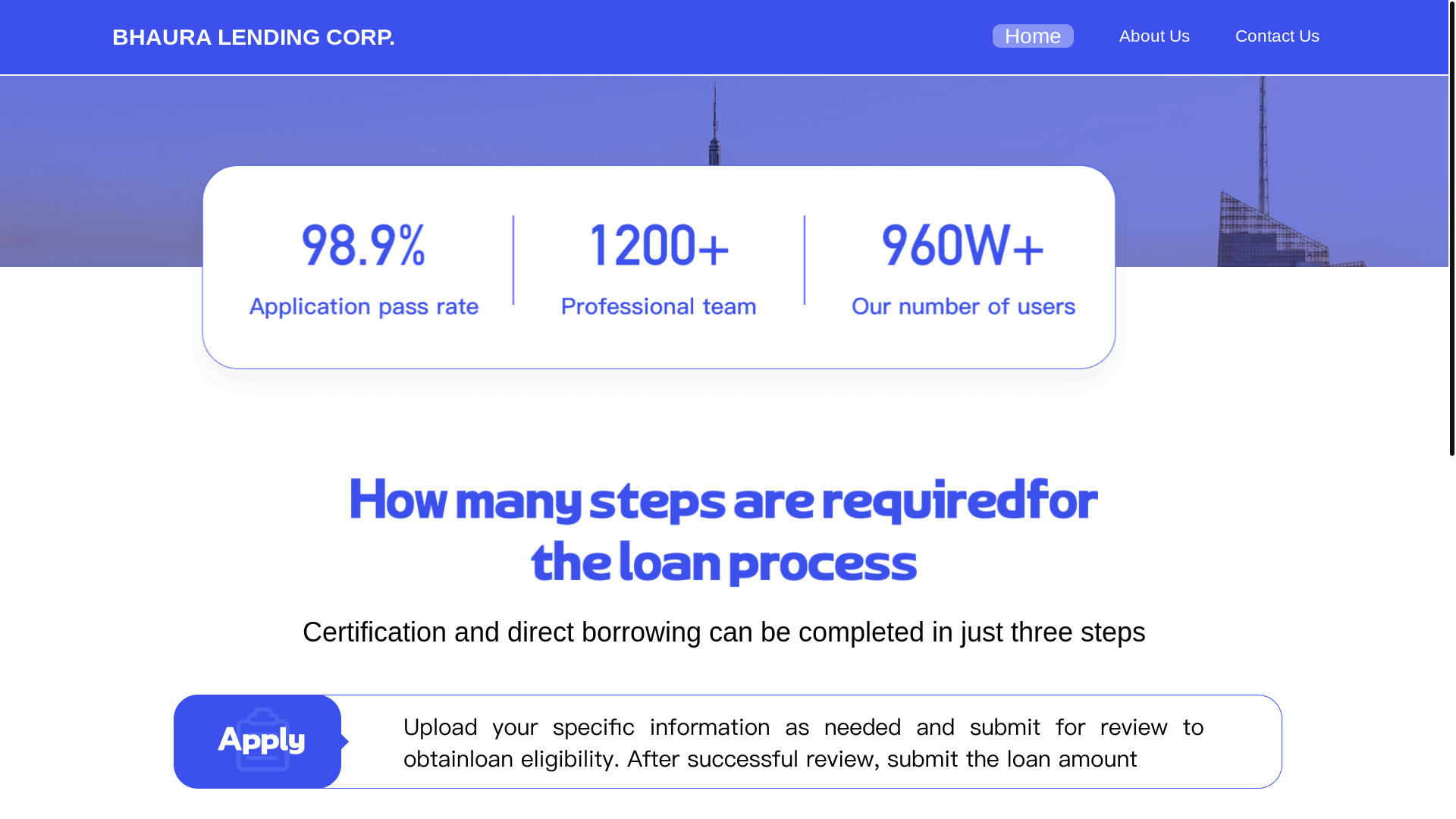 website screenshot of https://bhaura-lending.com/