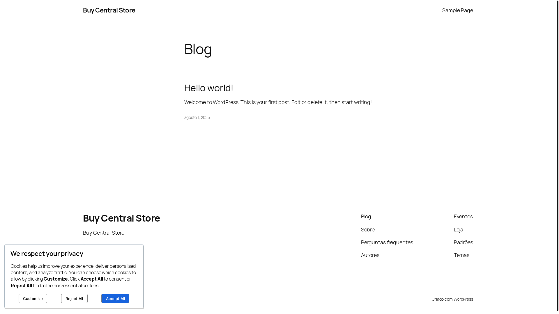 website screenshot of https://buycentralstore.com/