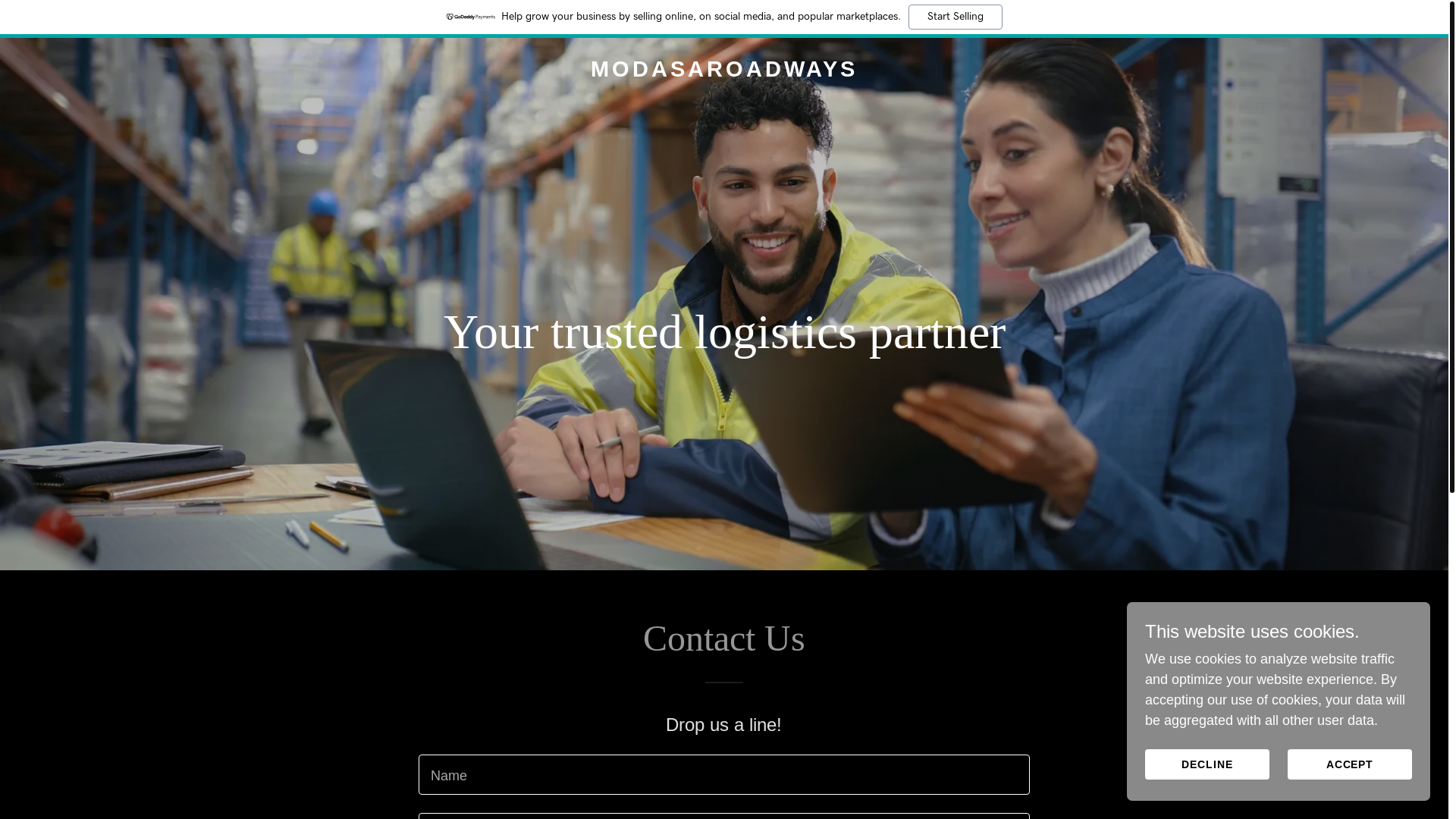 website screenshot of https://modasaroadways.com/