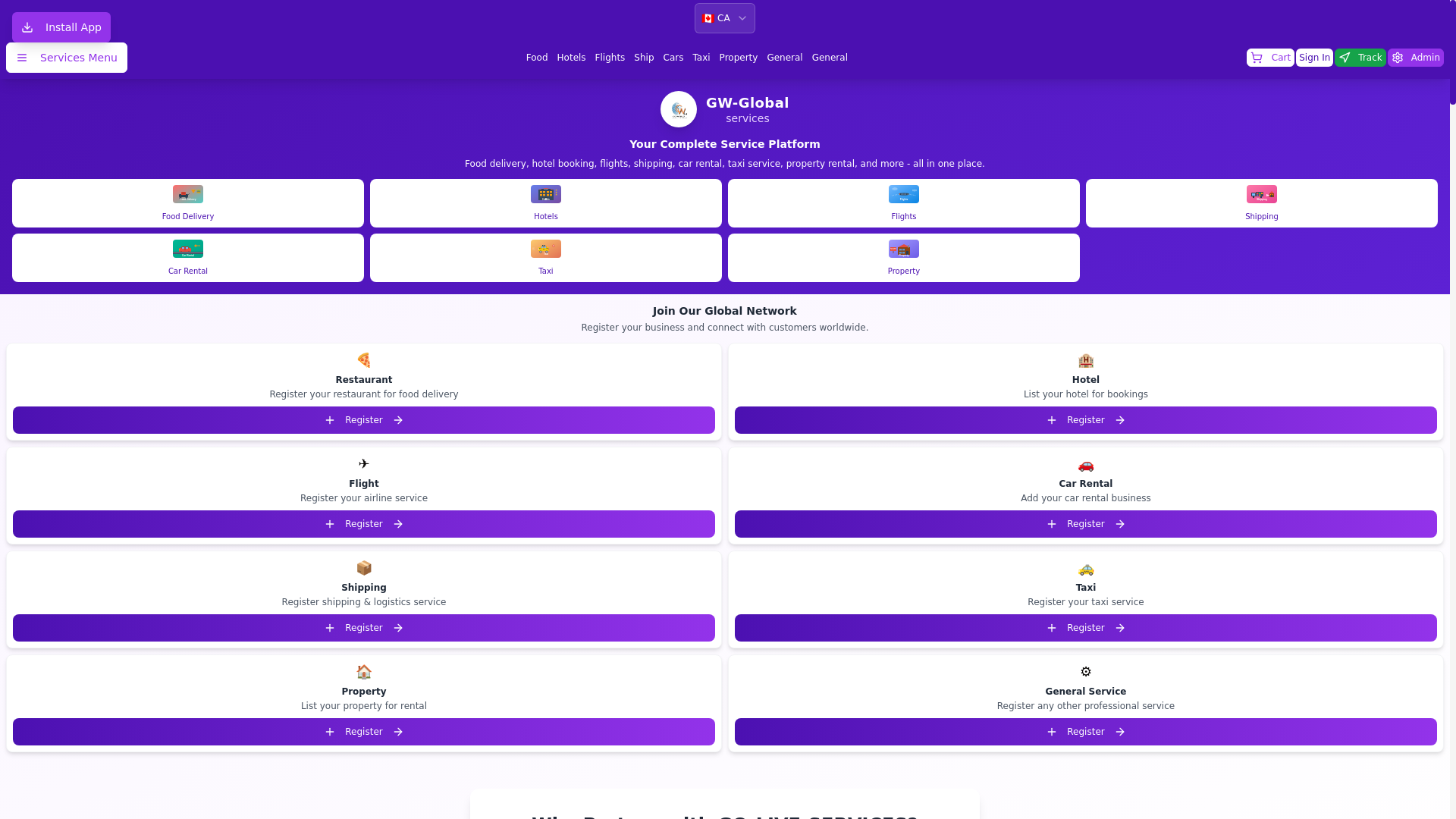 website screenshot of https://goworldglobalservices.com/