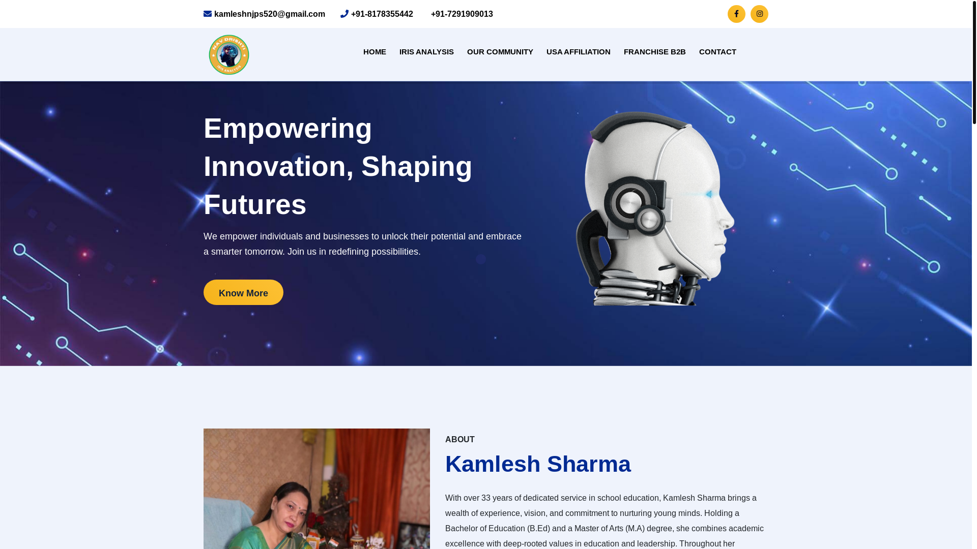 website screenshot of https://navdrishtiirisanalysis.in/