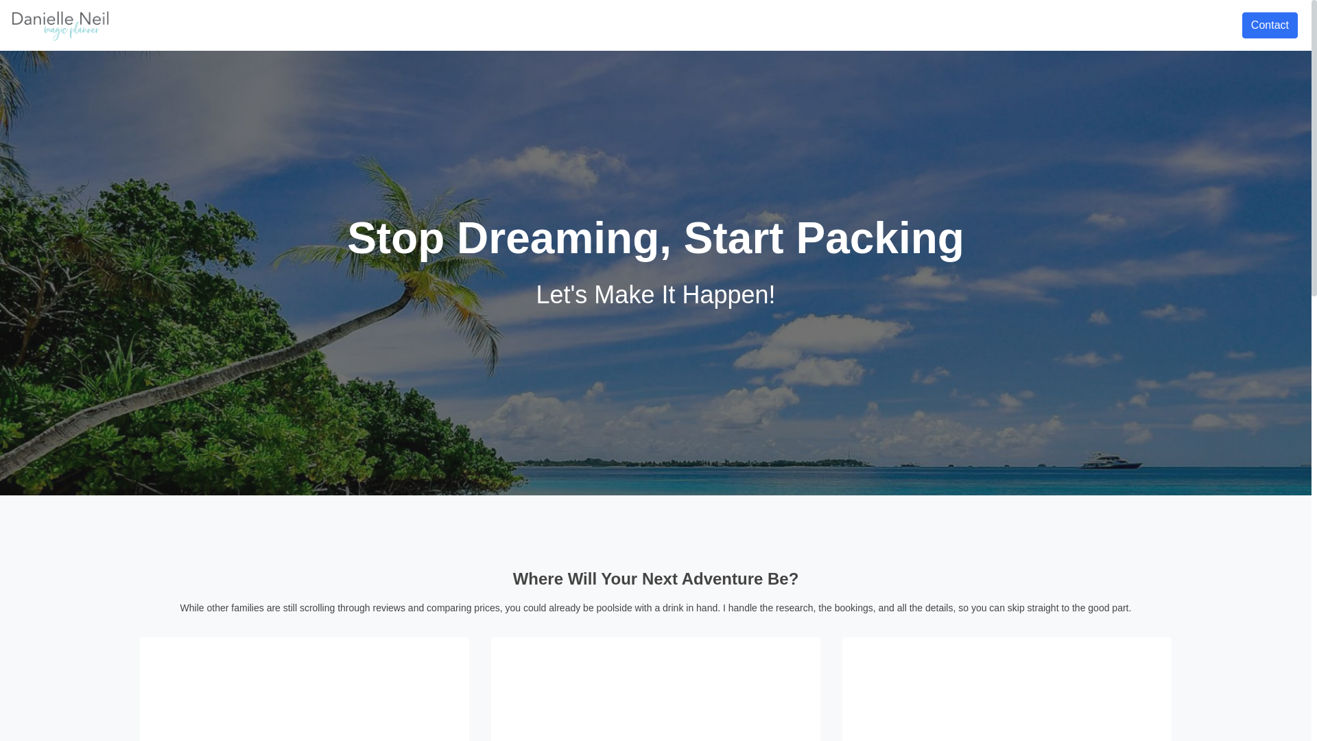 website screenshot of https://danielletravelplanner.com/