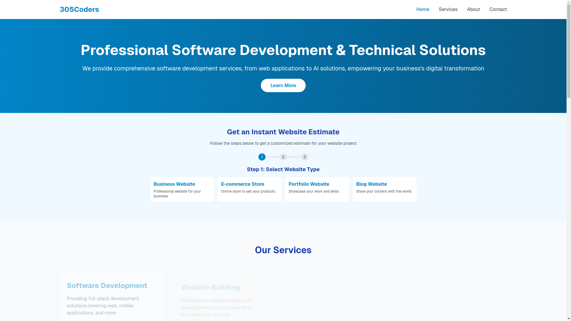 website screenshot of https://305coders.pages.dev/
