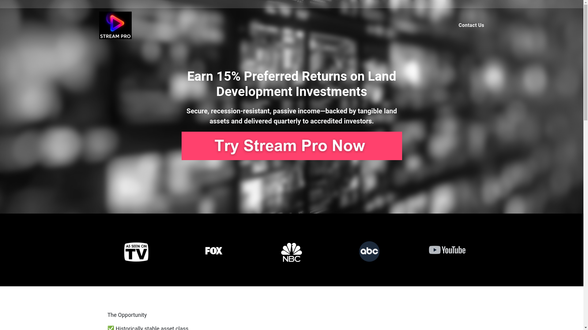 website screenshot of https://tractlandfund.com/