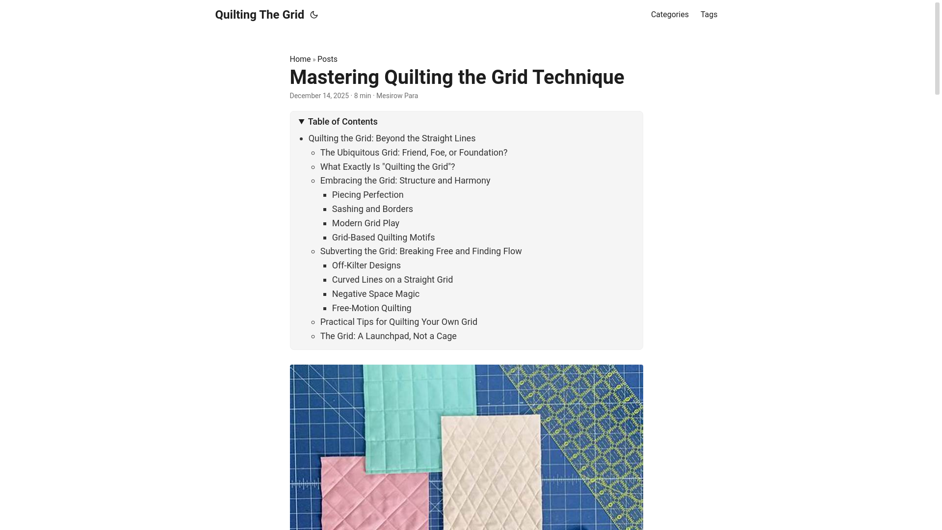 website screenshot of https://quiltingthegrid.pages.dev/