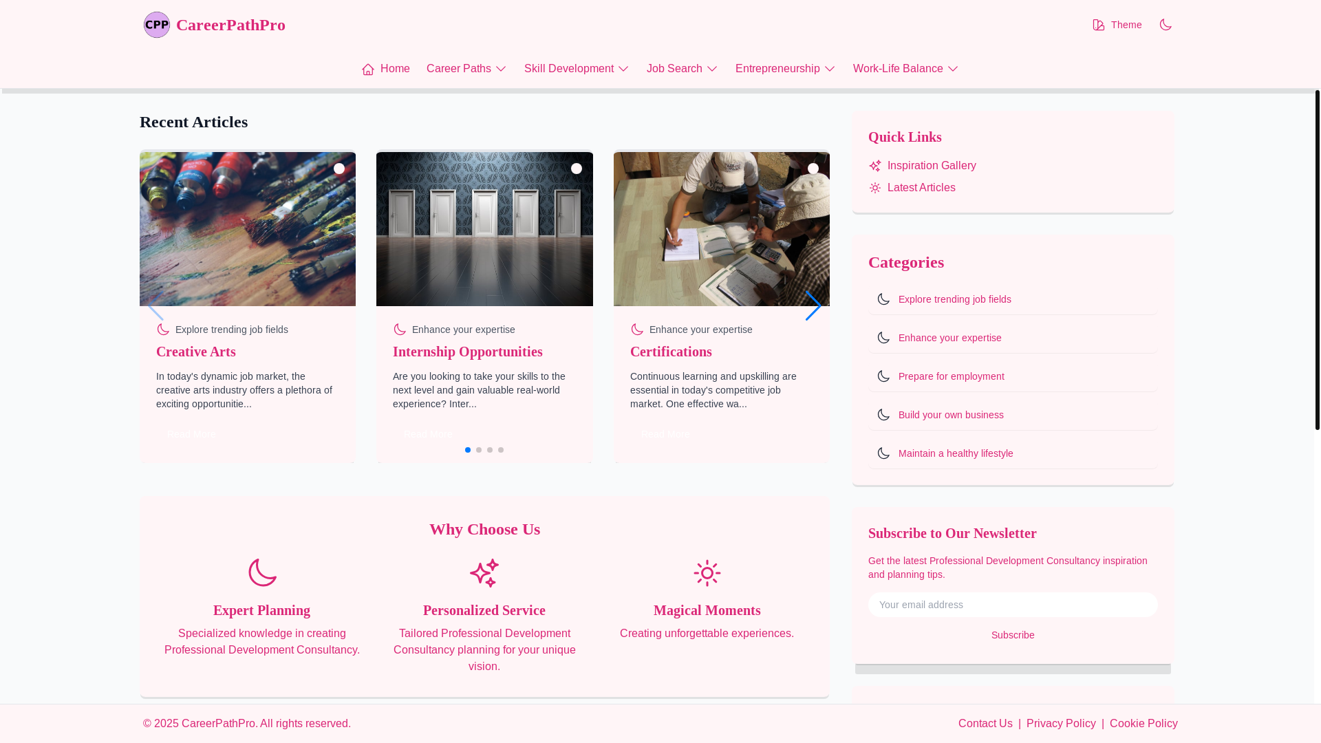 website screenshot of https://respectedcareersteps.xyz/