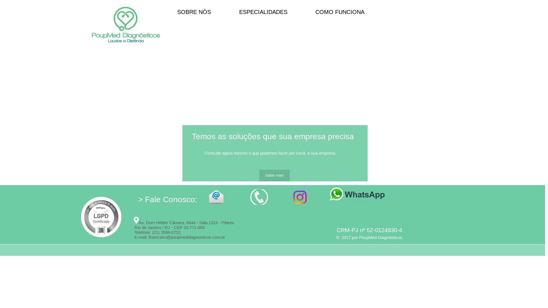 website screenshot of https://poupmeddiagnosticosvalidador.com/