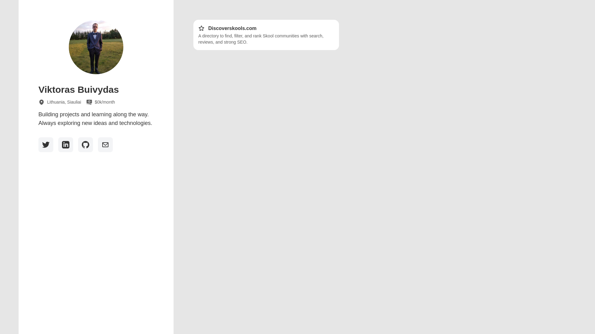 website screenshot of https://viktorasbuivydas.com/