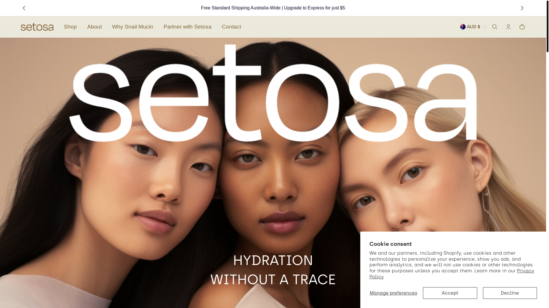 website screenshot of https://setosaskincare.com/