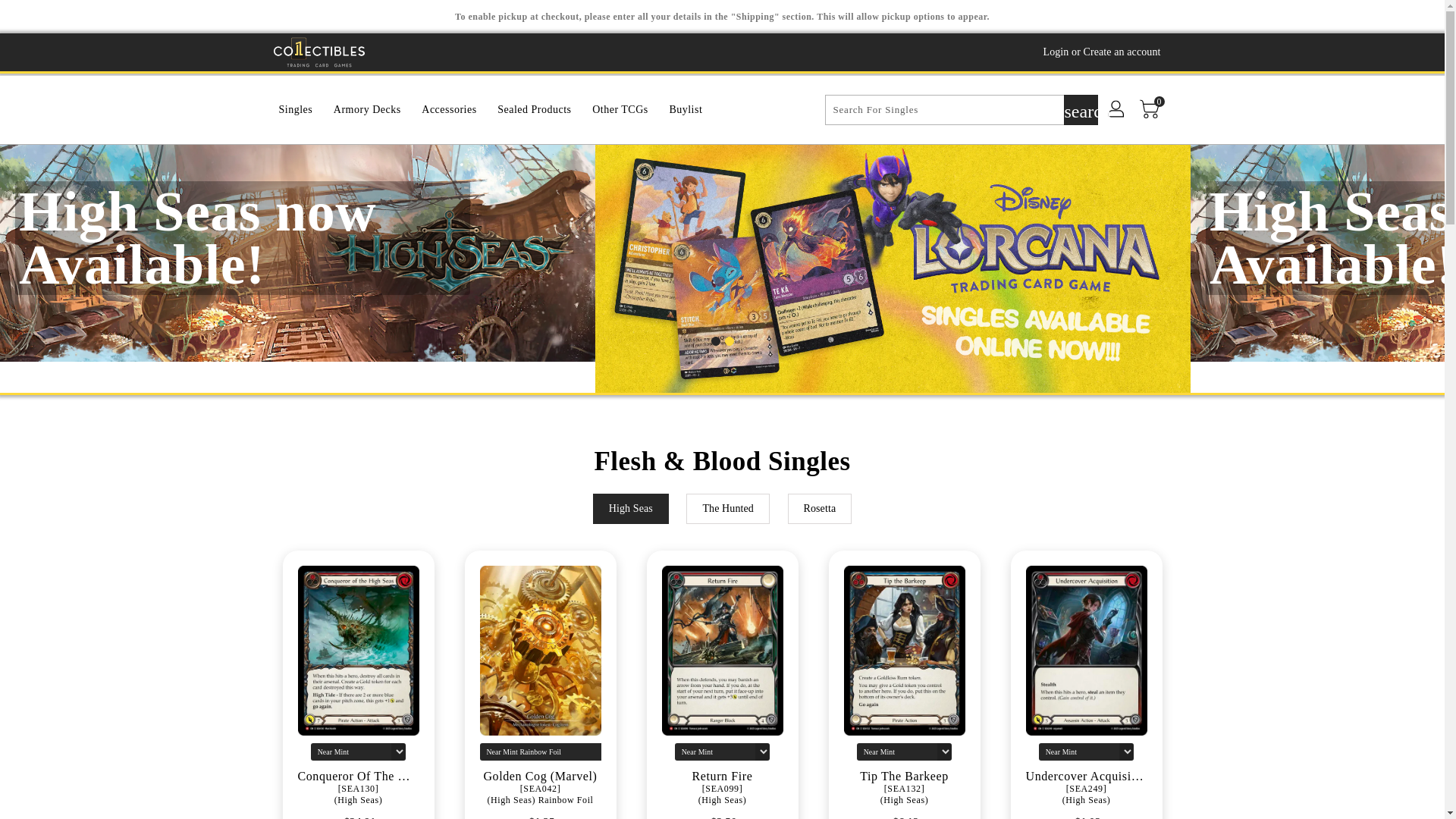 website screenshot of https://1collectiblestcg.com/