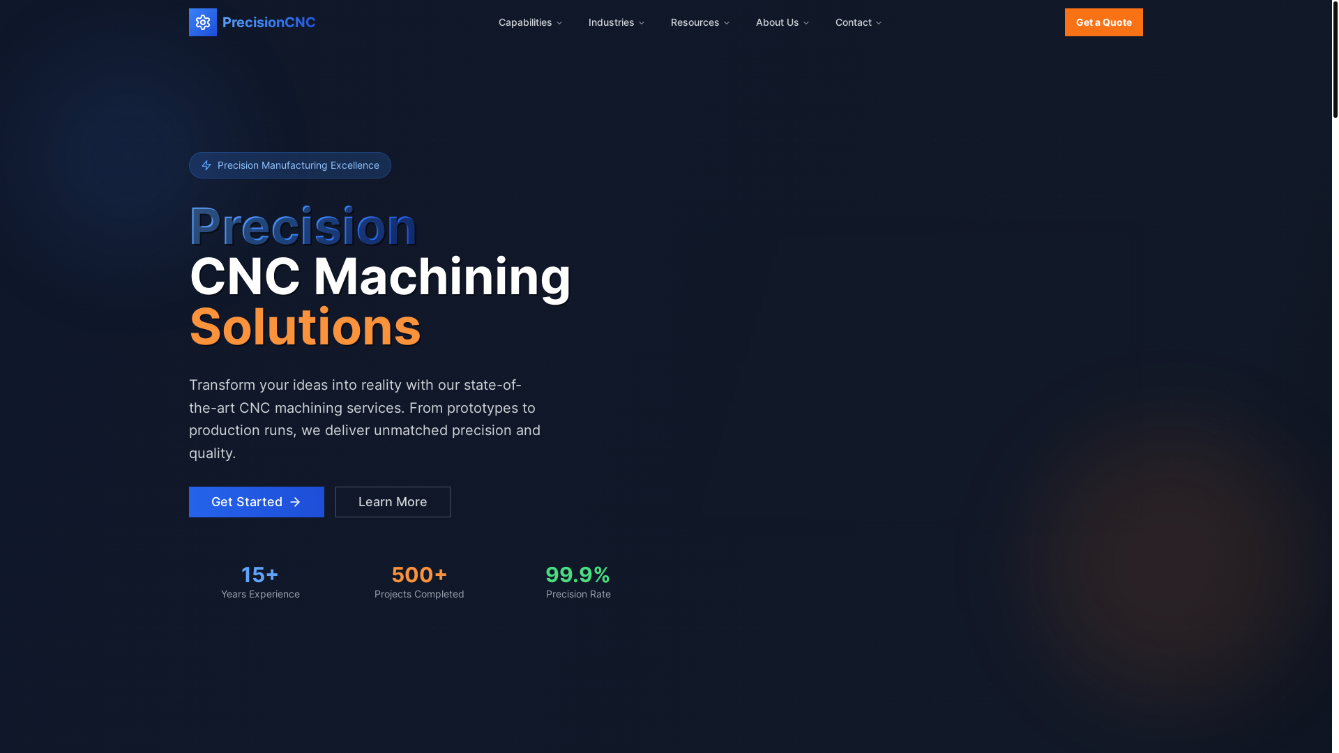 website screenshot of https://jyhprecisionmachining.com/