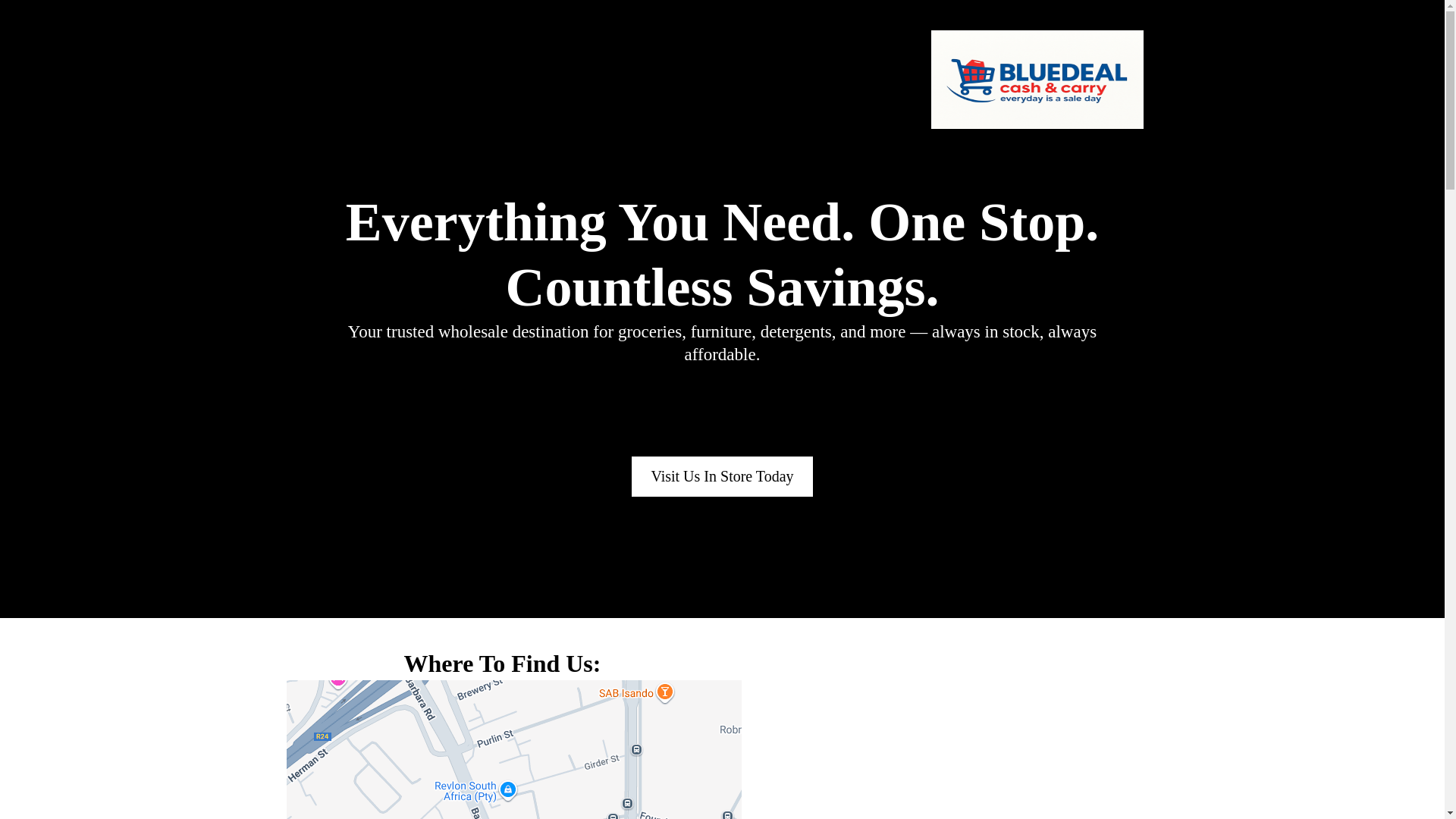 website screenshot of https://bluedealcashandcarry.co.za/