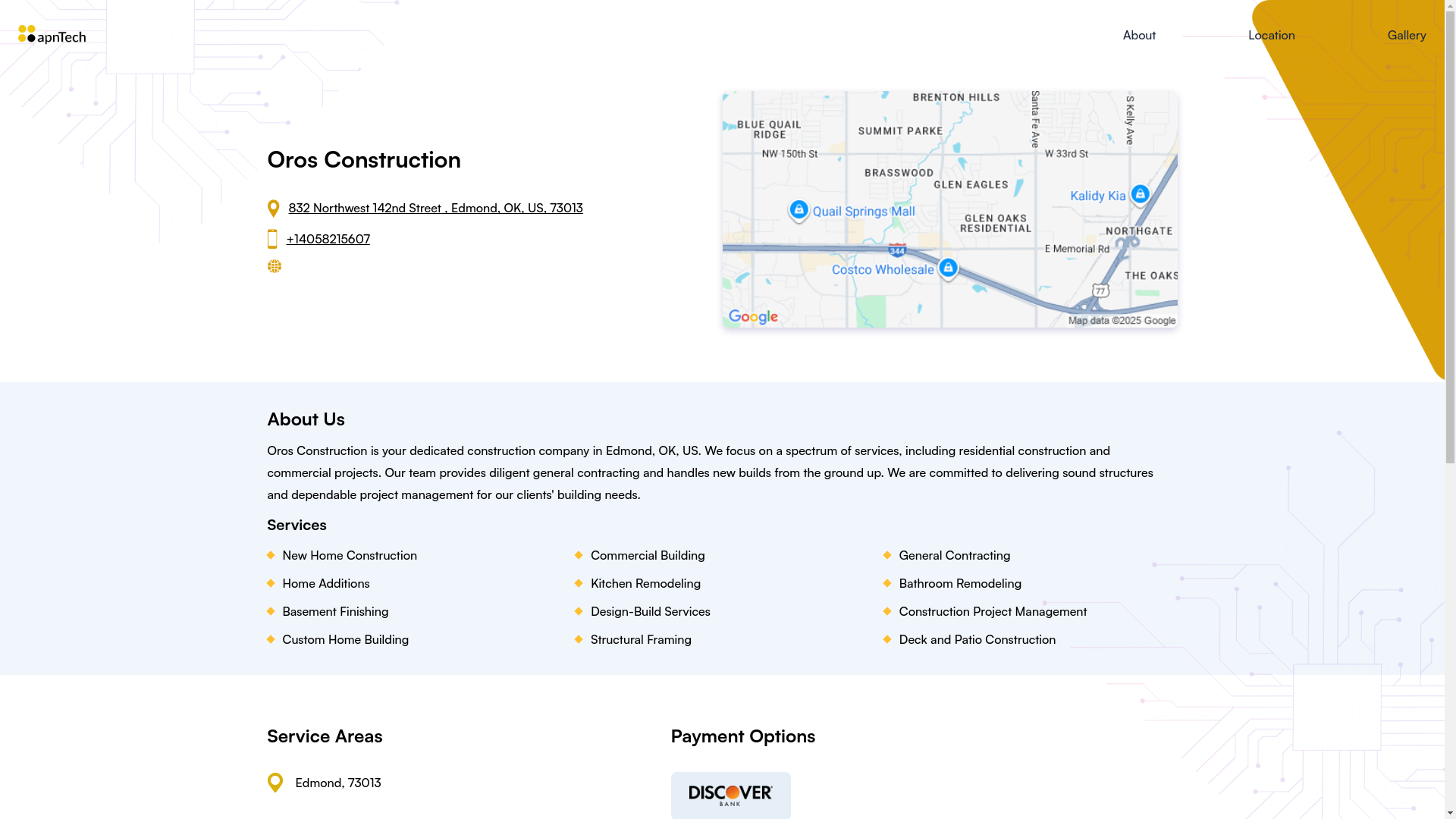website screenshot of https://orosconstruction.online/