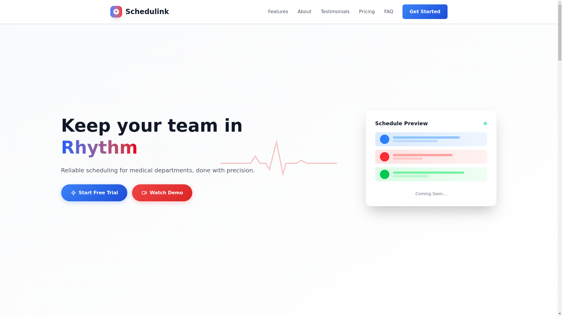 website screenshot of https://schedulink-landing.pages.dev/