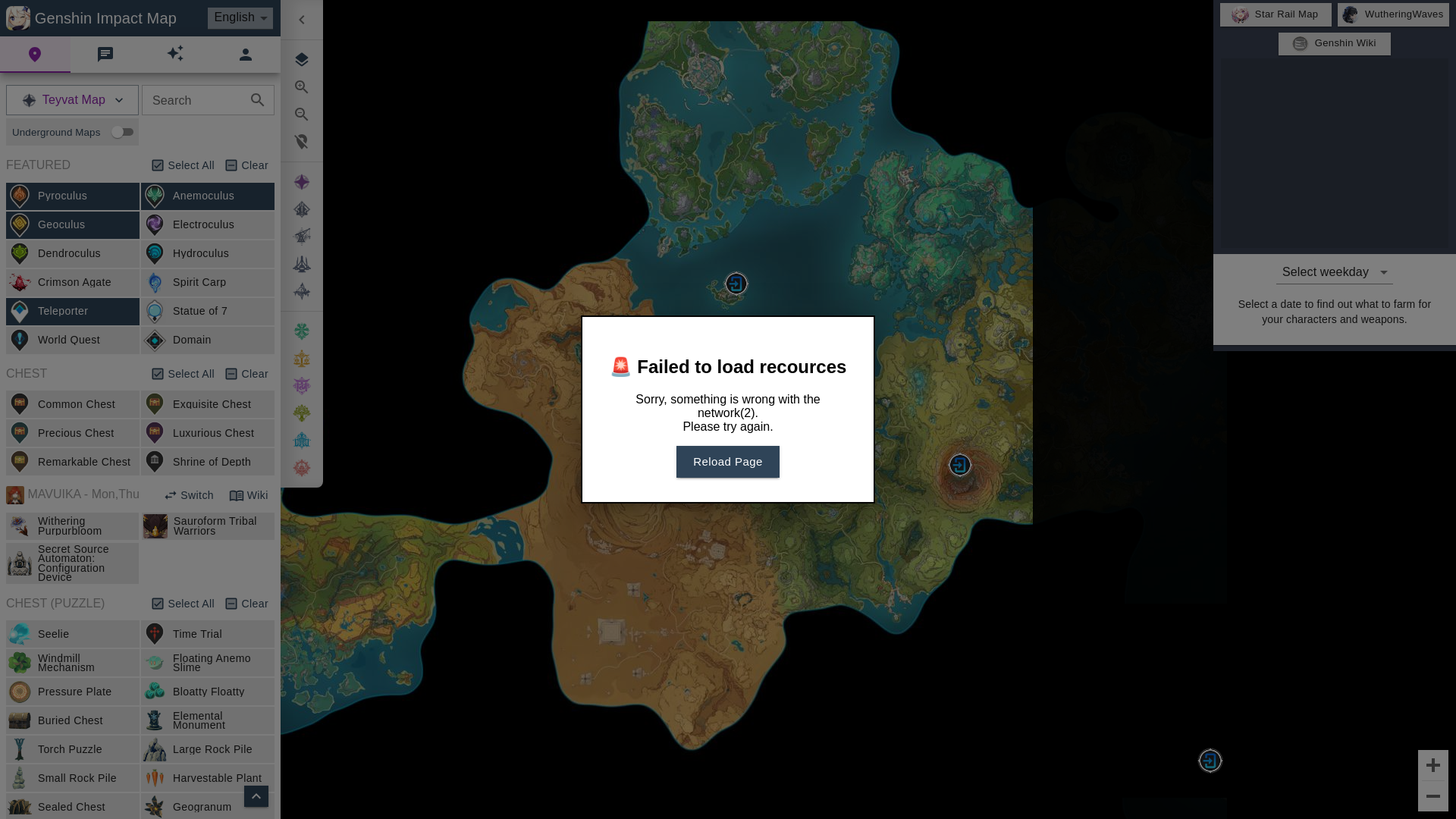 website screenshot of https://genshin-map.pages.dev/