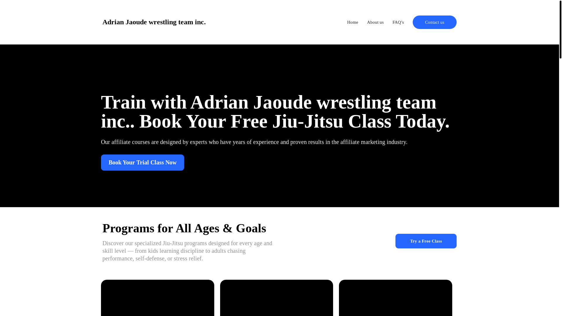 website screenshot of https://adrianjaoudewrestlingteam.com/